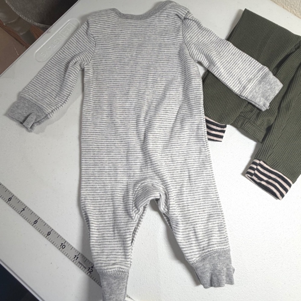Carters Baby Bodysuit Lot & Dreamwear Pants 3M NB 18M Animal Construction Olive - Picture 3 of 11